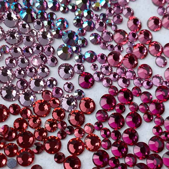Diamants ronds à dos plat - Rose Cerise