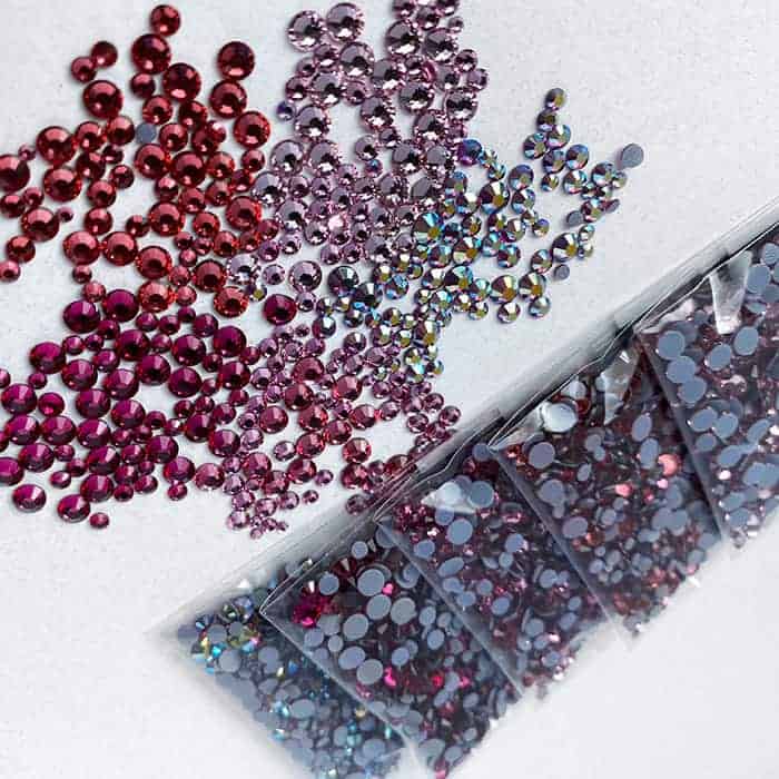 Diamants ronds à dos plat - Rose Cerise