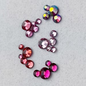 Diamants ronds à dos plat - Rose Cerise