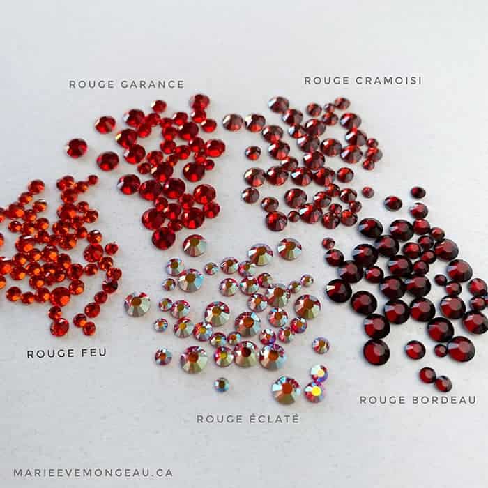 Diamants ronds à dos plat - Rouge éclaté