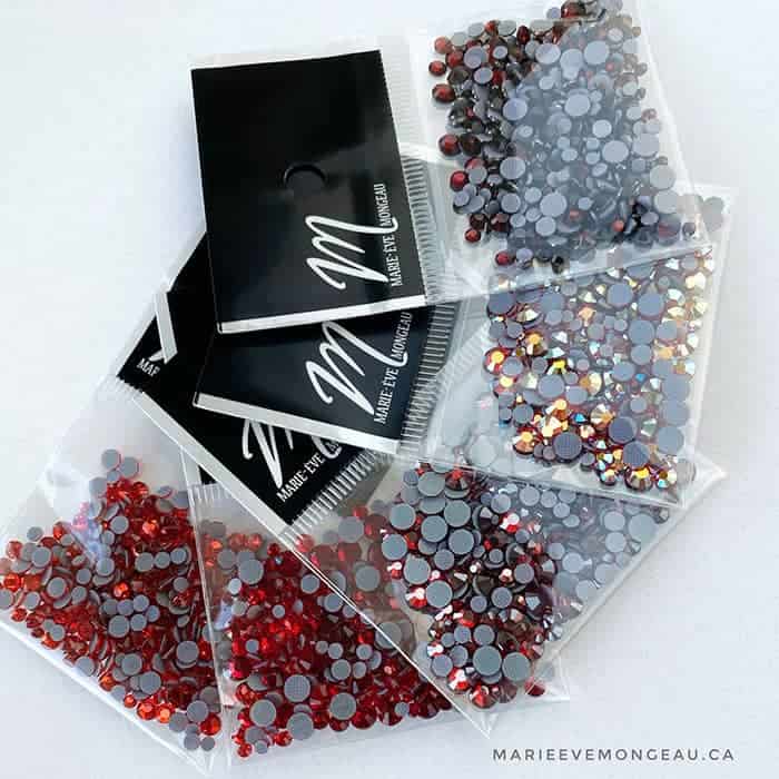 Diamants ronds à dos plat - Rouge éclaté