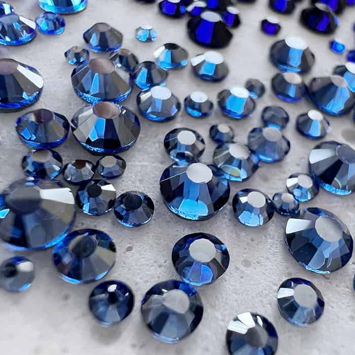 Diamants ronds à dos plat - Bleu acier