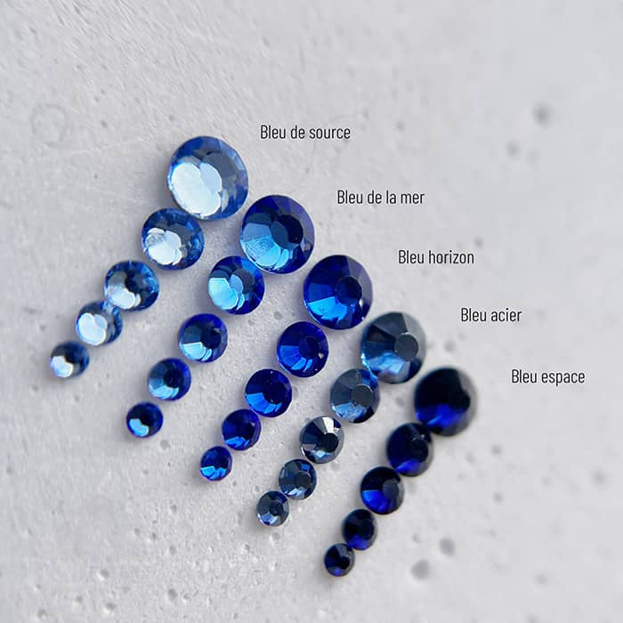 Diamants ronds à dos plat - Bleu acier