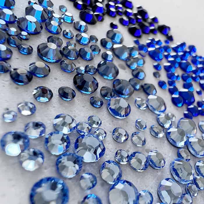 Diamants ronds à dos plat - Bleu acier