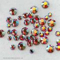 Diamants ronds à dos plat - Rouge éclaté